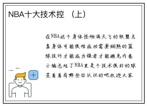 NBA十大技术控 （上）